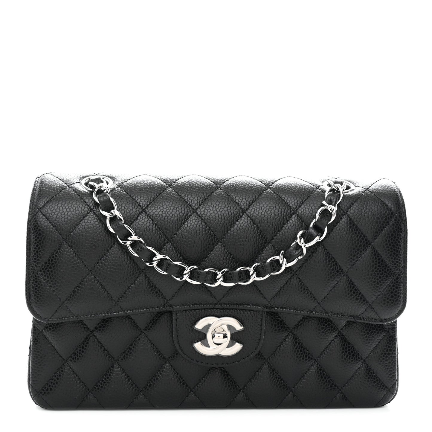Caviar Quilted Small Double Flap Black