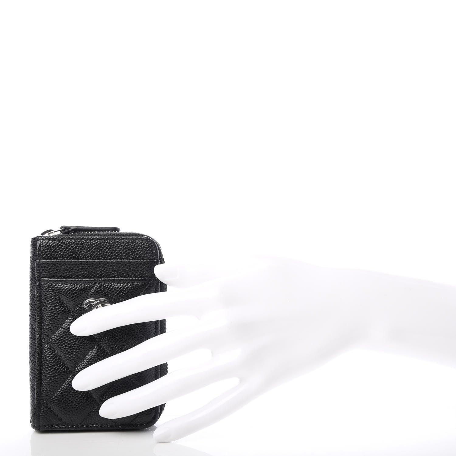 Chanel Caviar Quilted Zip Card Holder Black 2 of 8