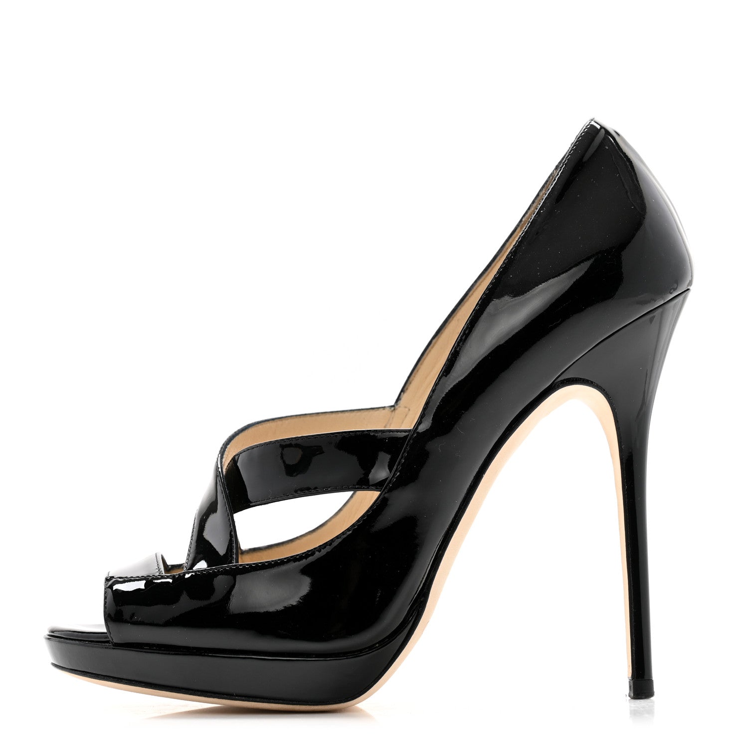 Jimmy Choo Patent Calfskin Gesture Peep Toe Pumps 38 Black 1 of 9