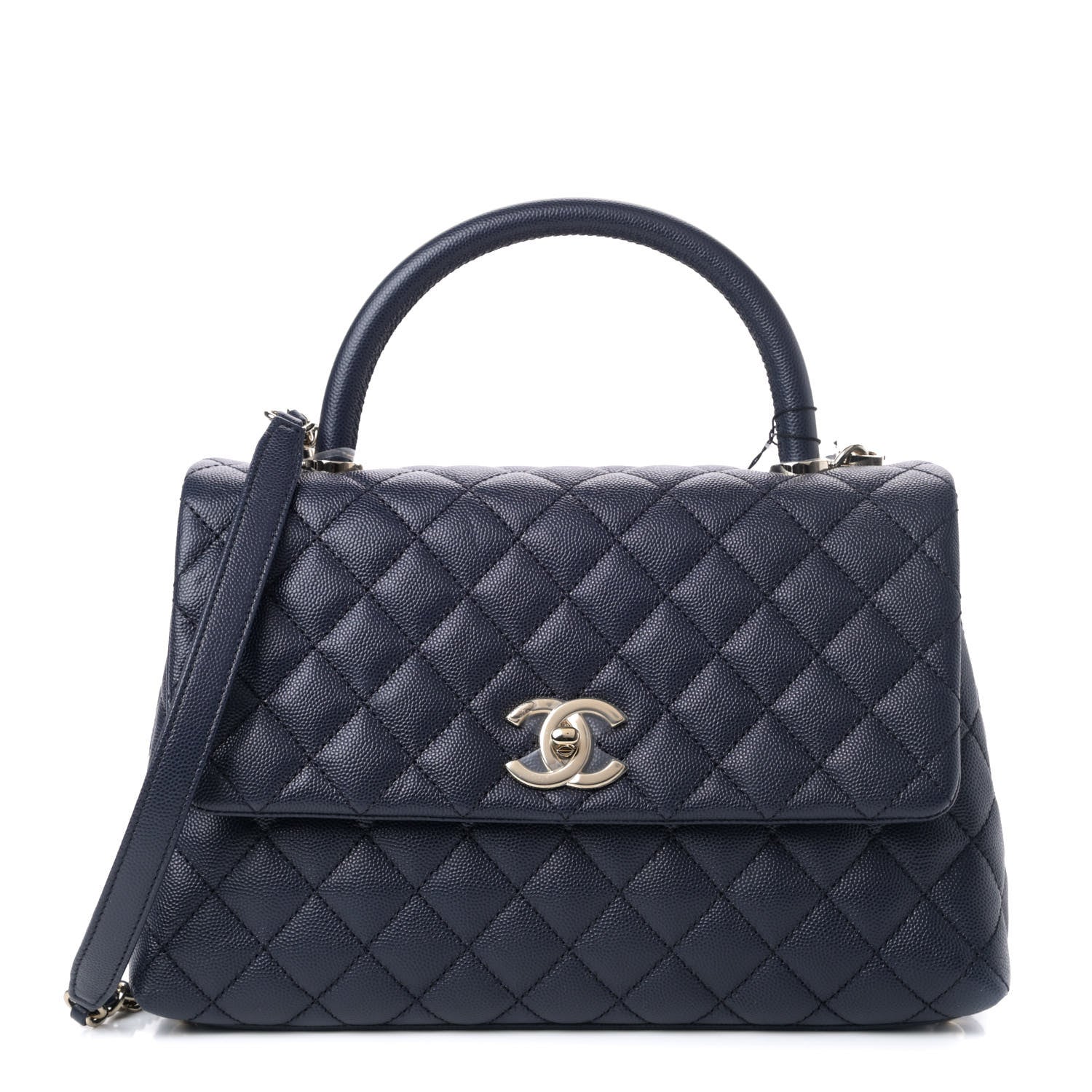 Chanel Caviar Quilted Small Coco Handle Flap Navy Blue 1 of 4