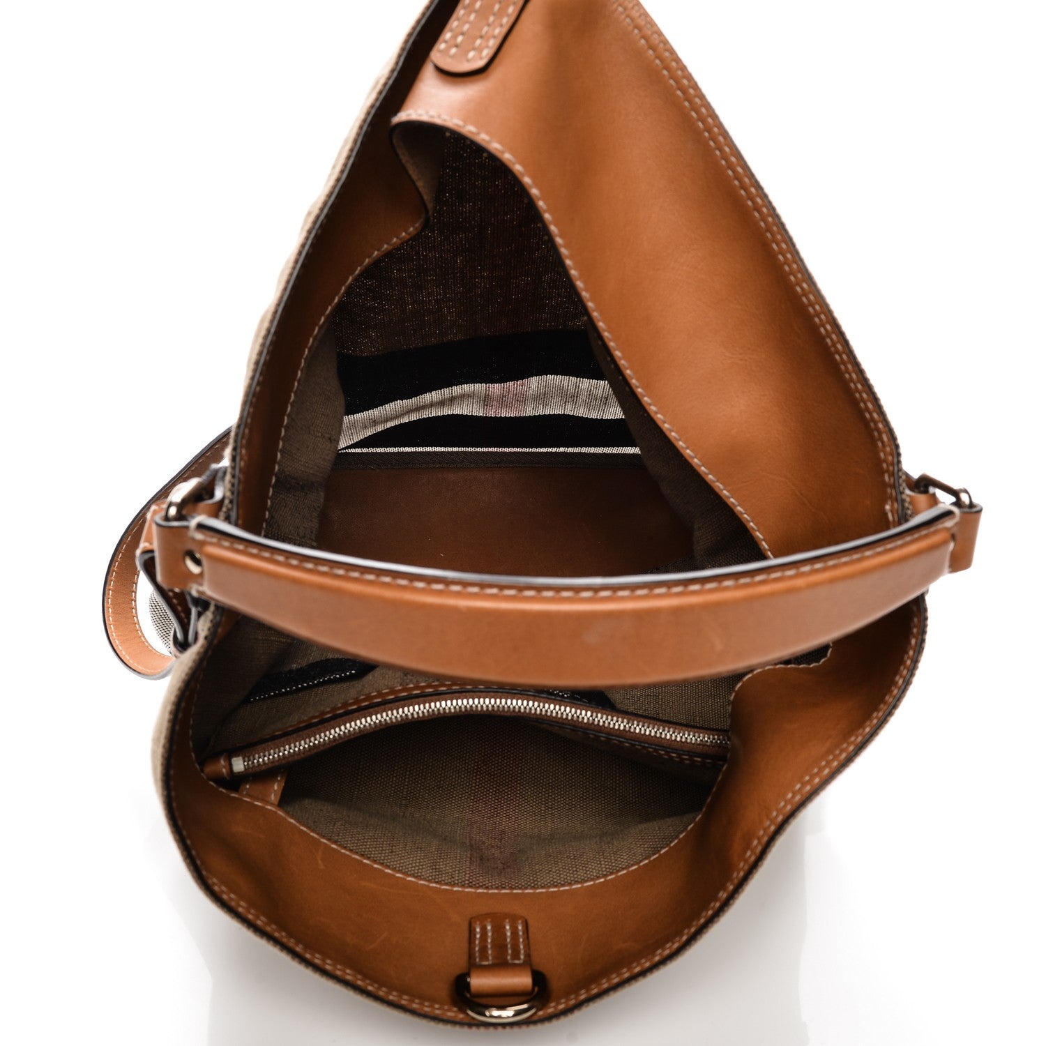 Burberry Canvas Mega Check Medium Ashby Hobo Saddle Brown 5 of 7