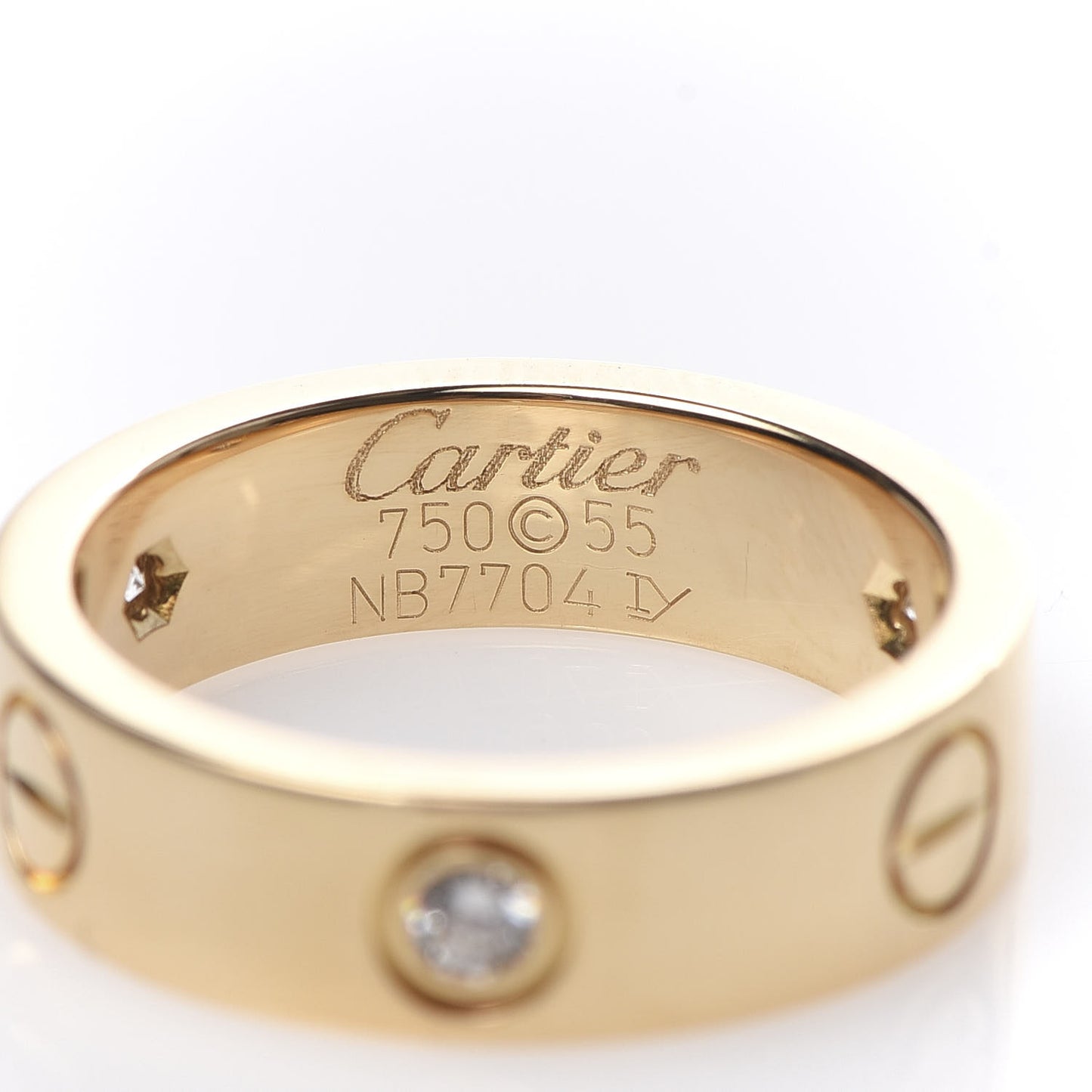 18K Yellow Gold 3 Diamond 5.5mm LOVE Ring 55 7.25
