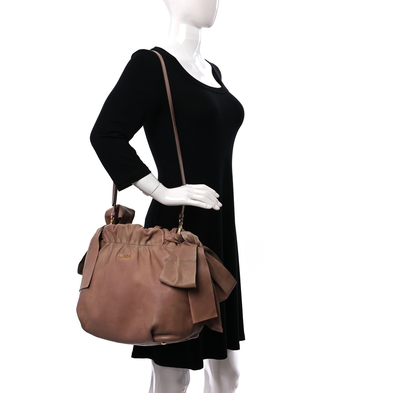 Prada Nappa Bow Tote Tortora 2 of 12