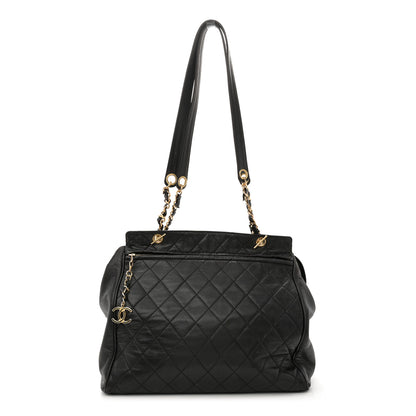 Chanel Lambskin Large Quilted Shopping Tote Black 1 of 13
