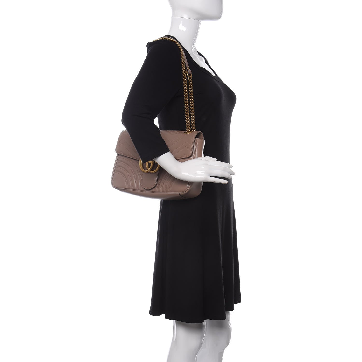 Gucci Calfskin Matelasse Medium GG Marmont Shoulder Bag Porcelain Rose 2 of 10