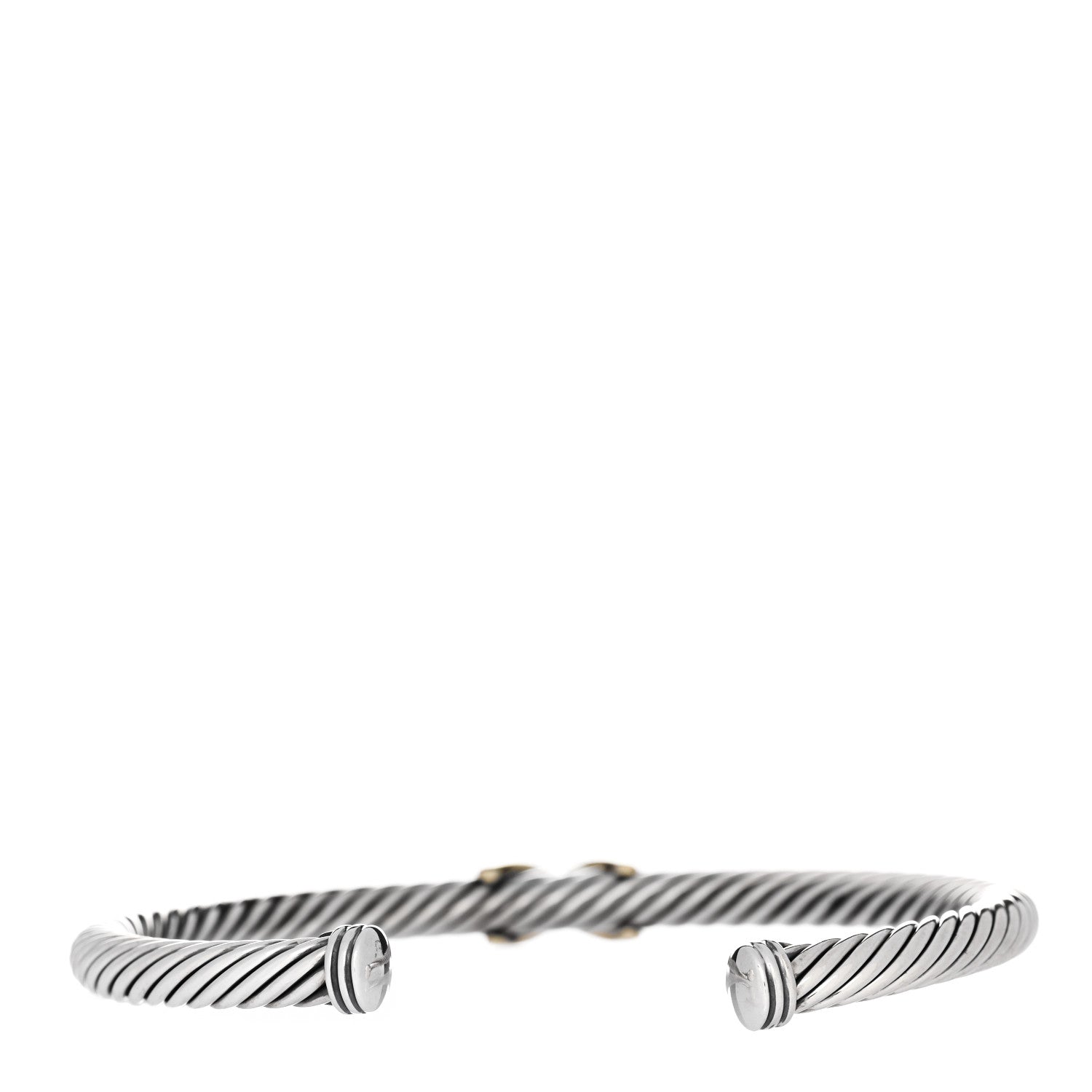 David Yurman Sterling Silver 14K Yellow Gold 5mm X Station Cable Bracelet 2 of 3