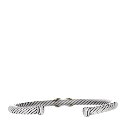 David Yurman Sterling Silver 14K Yellow Gold 5mm X Station Cable Bracelet 2 of 3