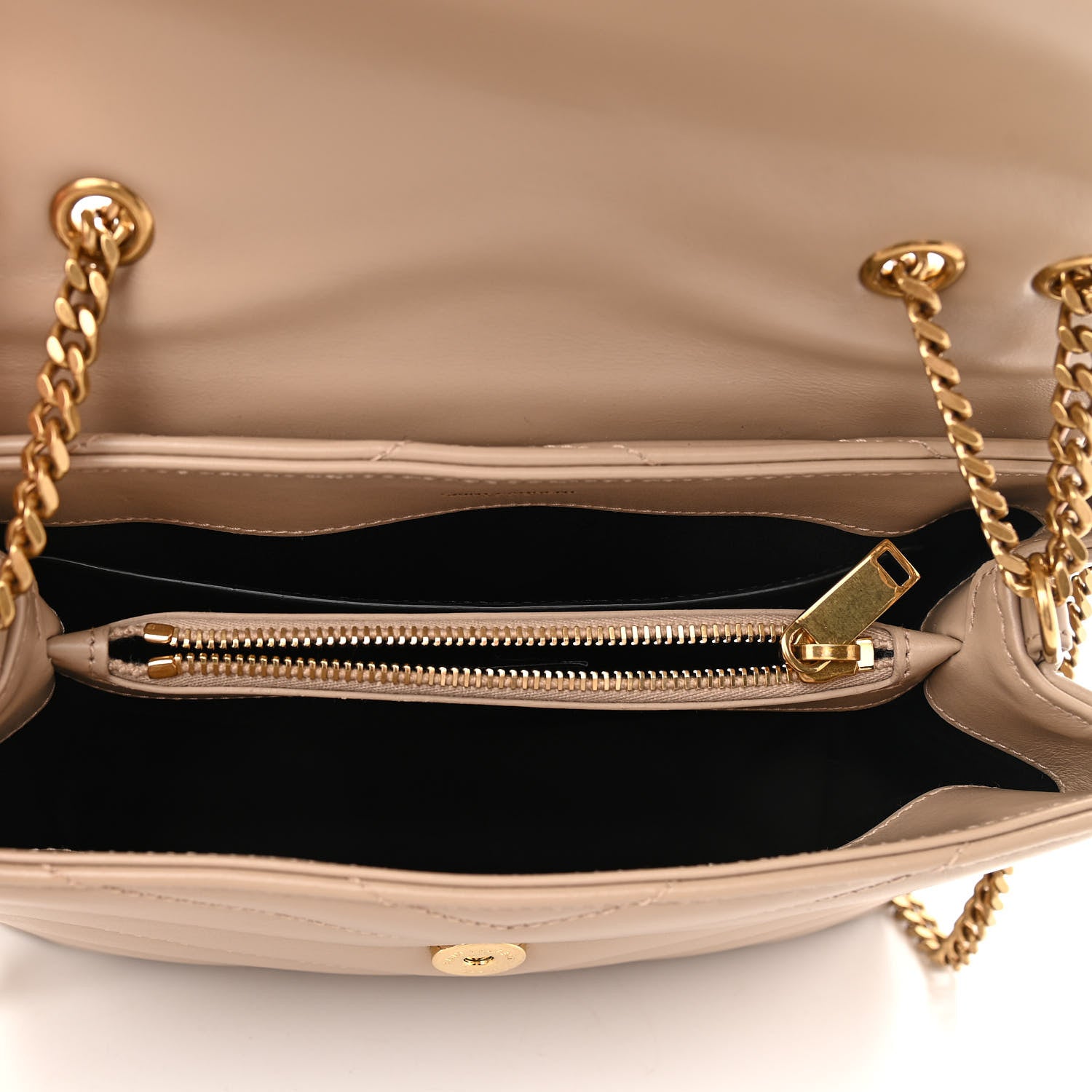 Saint Laurent Calfskin Y Quilted Monogram Small Loulou Chain Satchel Dark Beige 5 of 11