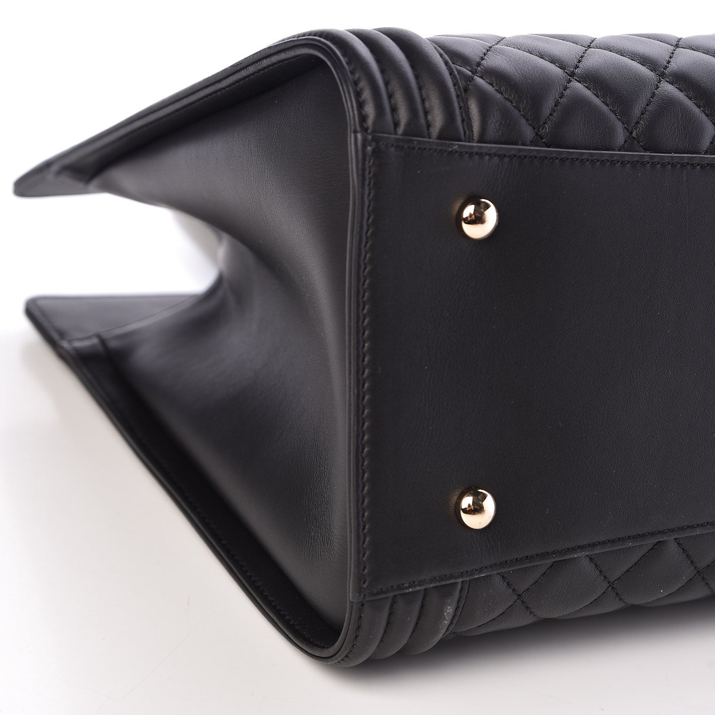 Calfskin Quilted Boy Shopping Tote Black