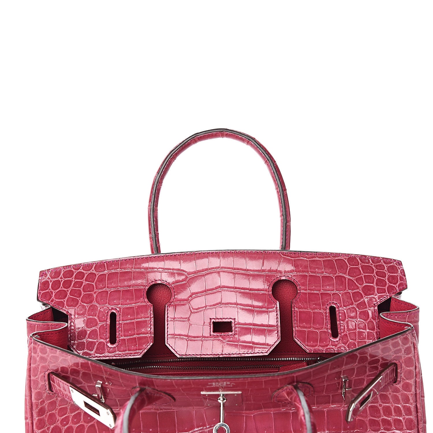 Hermes Shiny Porosus Crocodile Birkin 30 Rose Tyrien 9 of 36