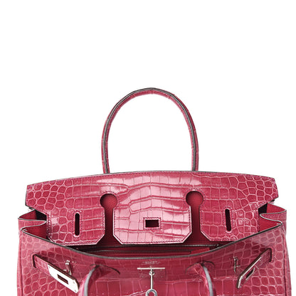 Hermes Shiny Porosus Crocodile Birkin 30 Rose Tyrien 9 of 36