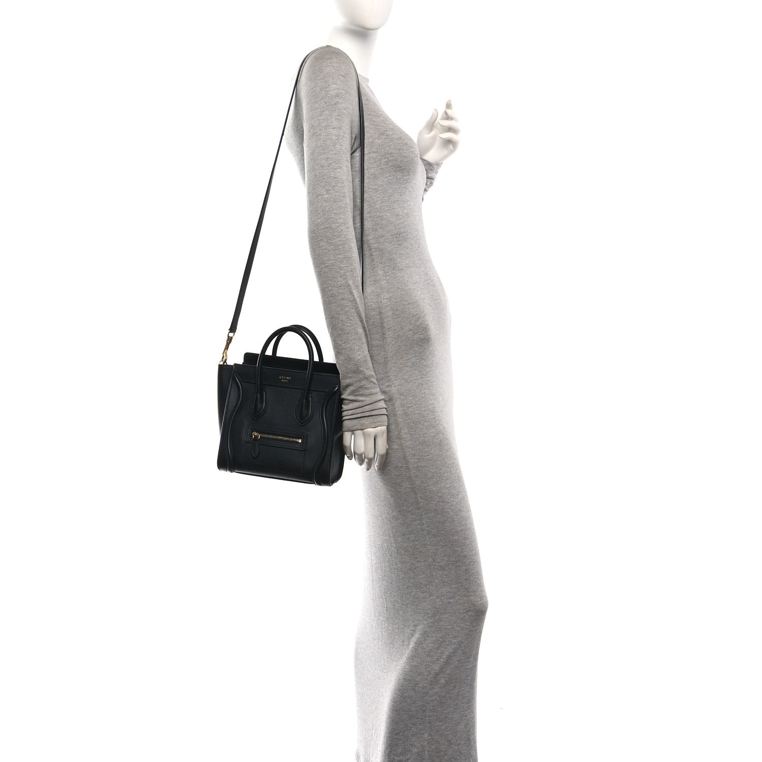 Celine Smooth Calfskin Nano Luggage Black 2 of 9