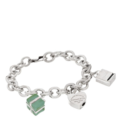 Tiffany Sterling Silver Enamel Three Charm Bracelet Blue 1 of 5