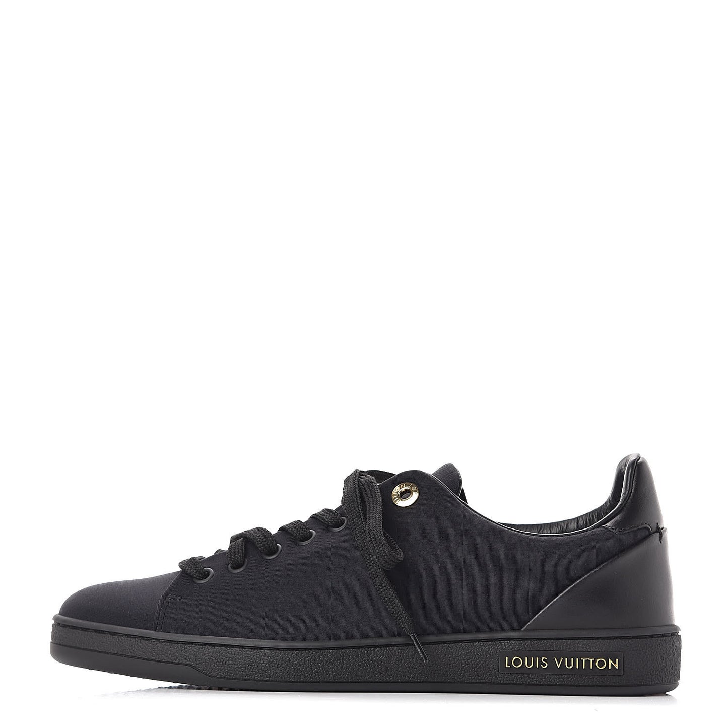 Nylon Calfskin Frontrow Sneakers 38.5 Navy Black