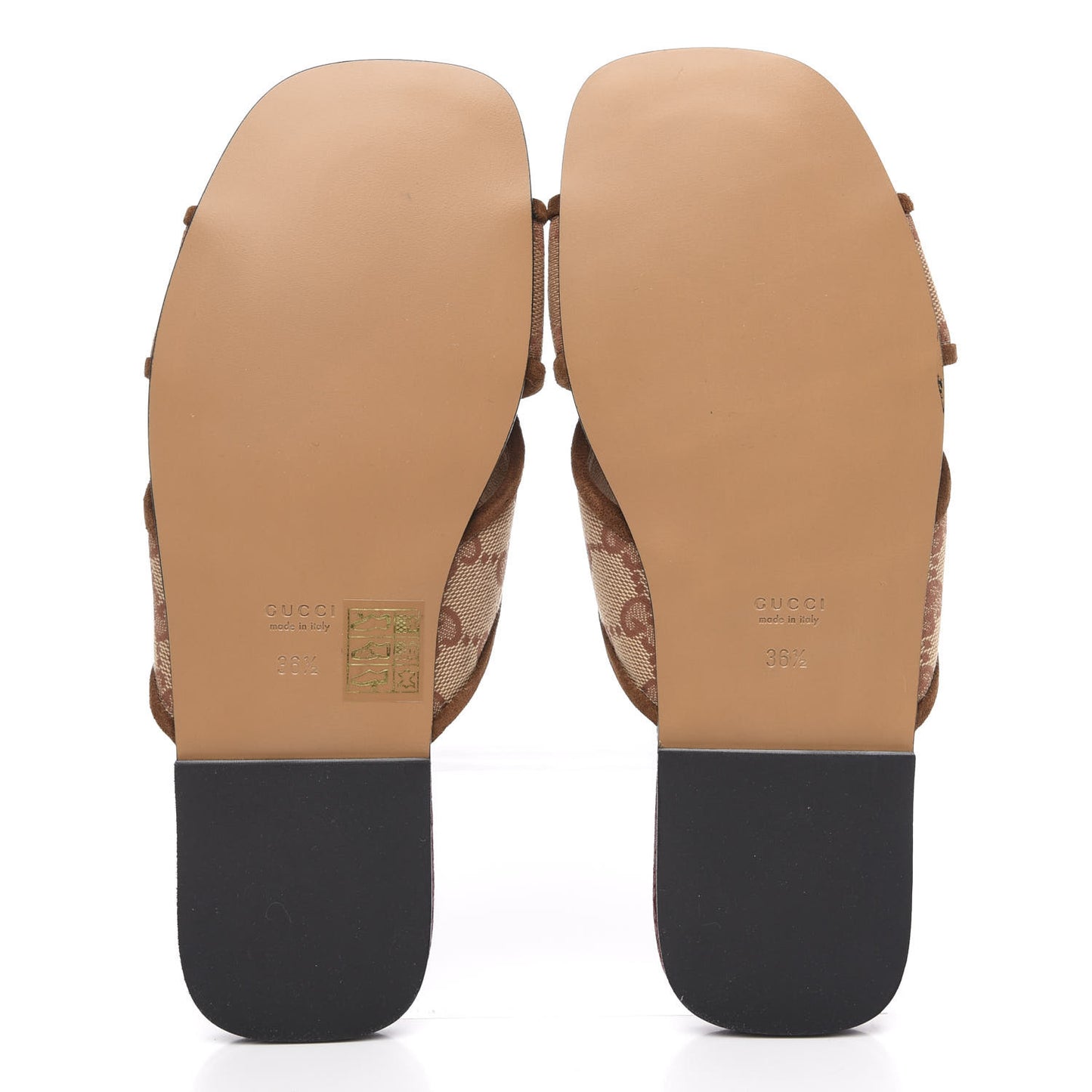 GG Monogram Suede Womens Criss Cross Slide Sandals 36.5 Beige Ruggine Cuir
