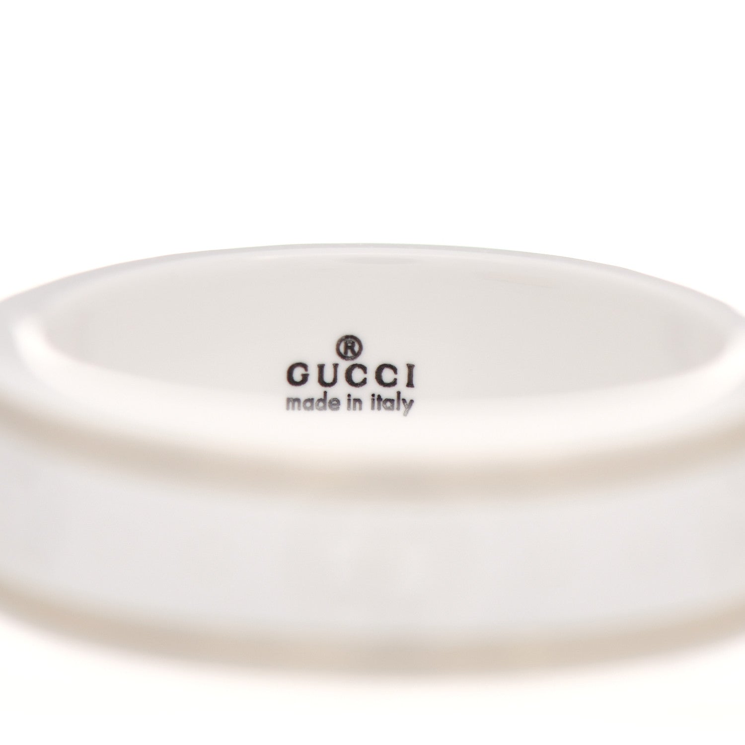 Gucci 18K Yellow Gold Ceramic Icon Band Ring White 57 8 4 of 4