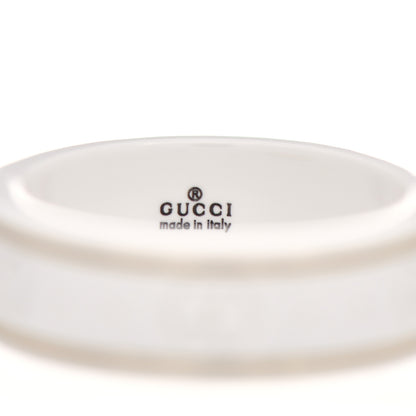 Gucci 18K Yellow Gold Ceramic Icon Band Ring White 57 8 4 of 4
