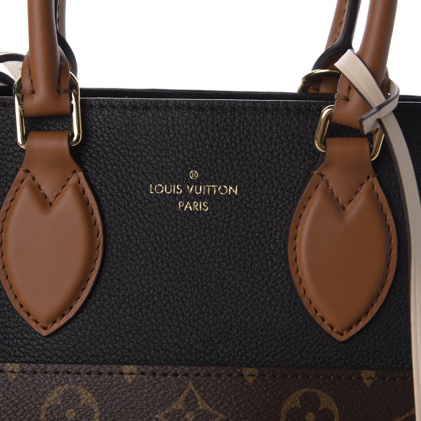 Calfskin Monogram Fold Tote MM Black Wine Cream