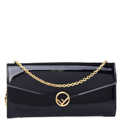 Fendi Vitello Vernice Mou F is Fendi Continental Envelope Wallet On Chain Black 1 of 10