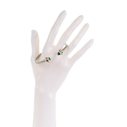 David Yurman Sterling Silver 14K Yellow Gold Blue Topaz Lapis Lazuli 5mm Cable Renaissance Bracelet 2 of 6