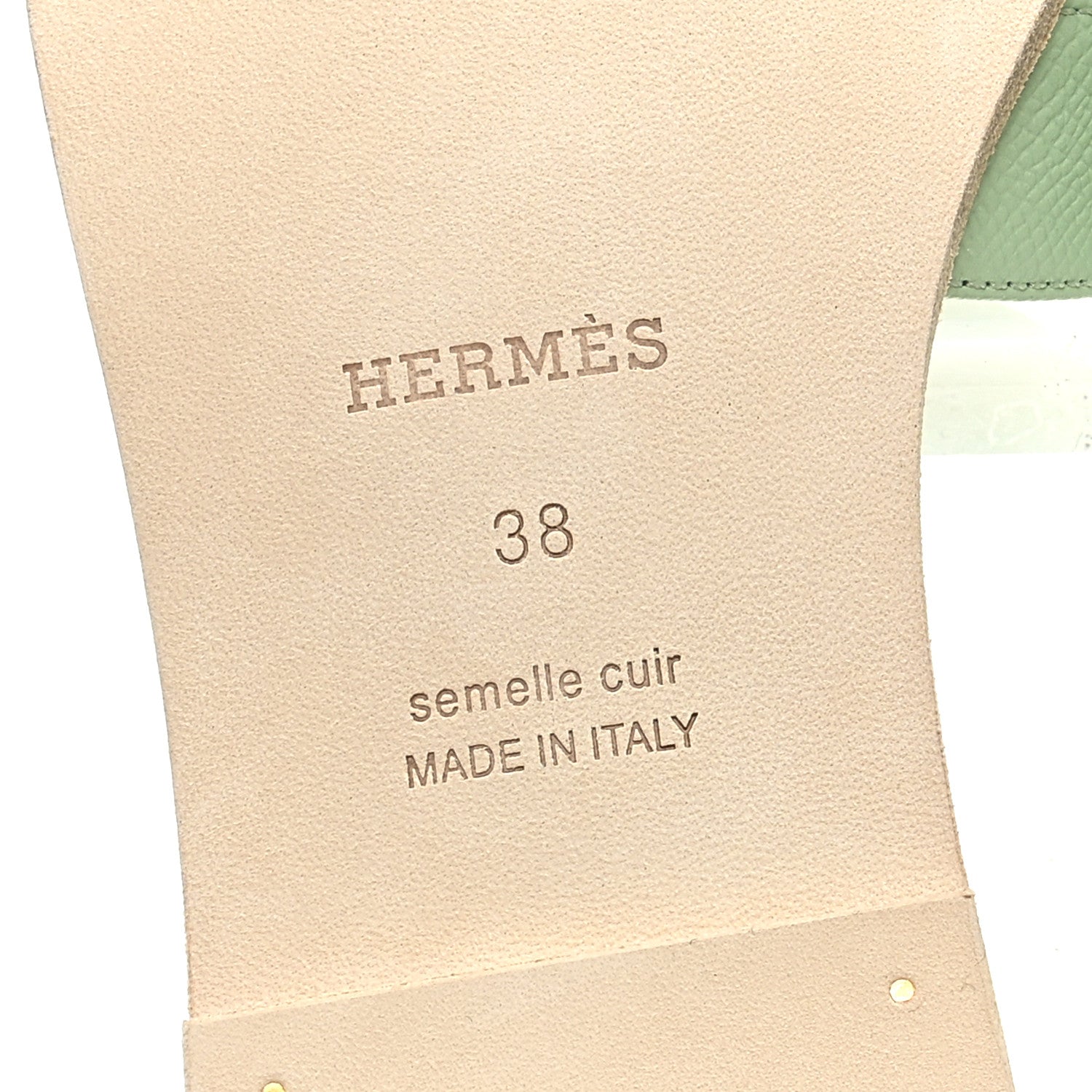 Hermes Epsom Oran Sandals 38 Vert Jade 6 of 9