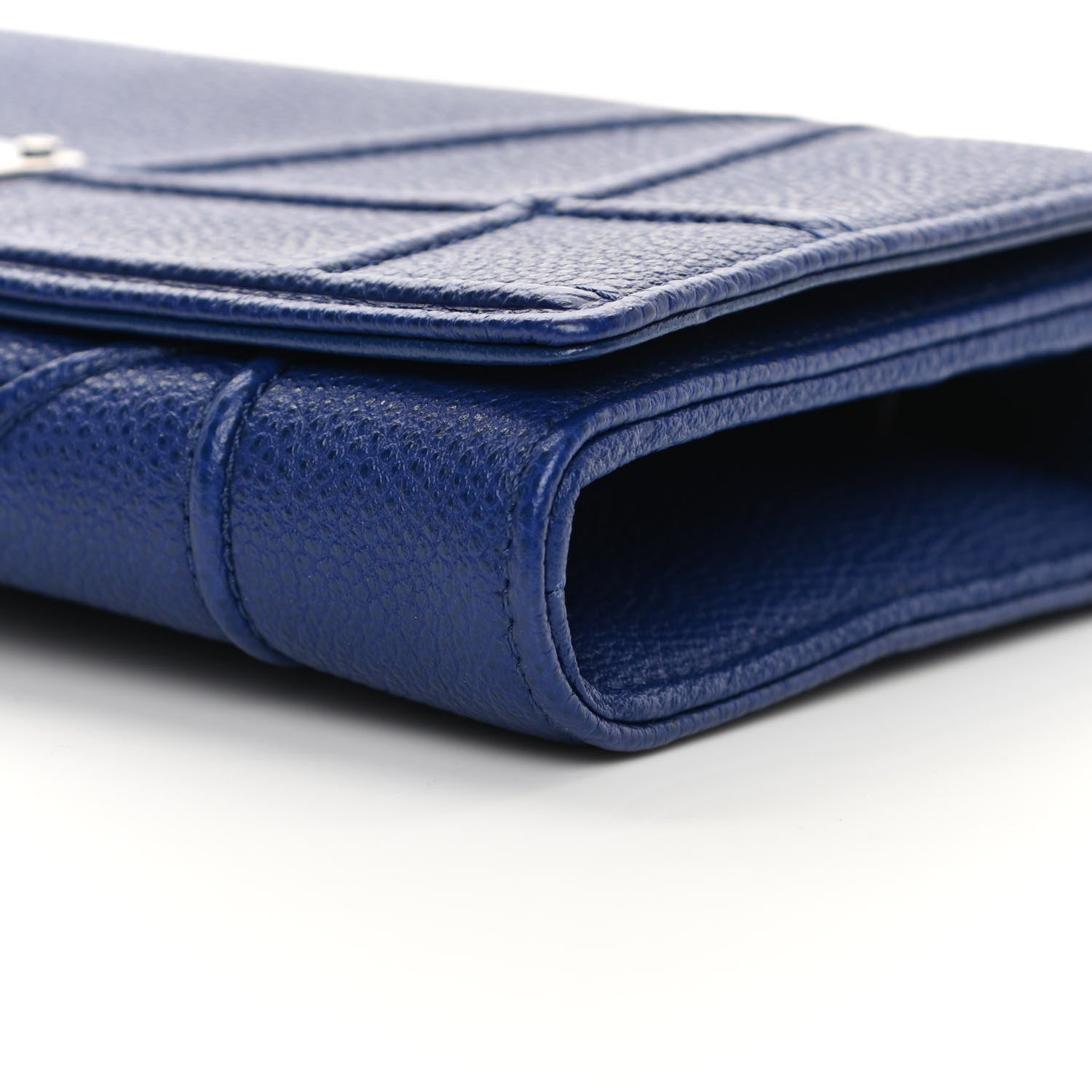 Christian Dior Grained Calfskin Diorama Croisiere Chain Wallet Blue 9 of 14