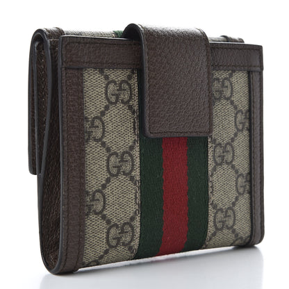 Gucci GG Supreme Monogram Web Ophidia French Flap Wallet Beige New Acero 3 of 7
