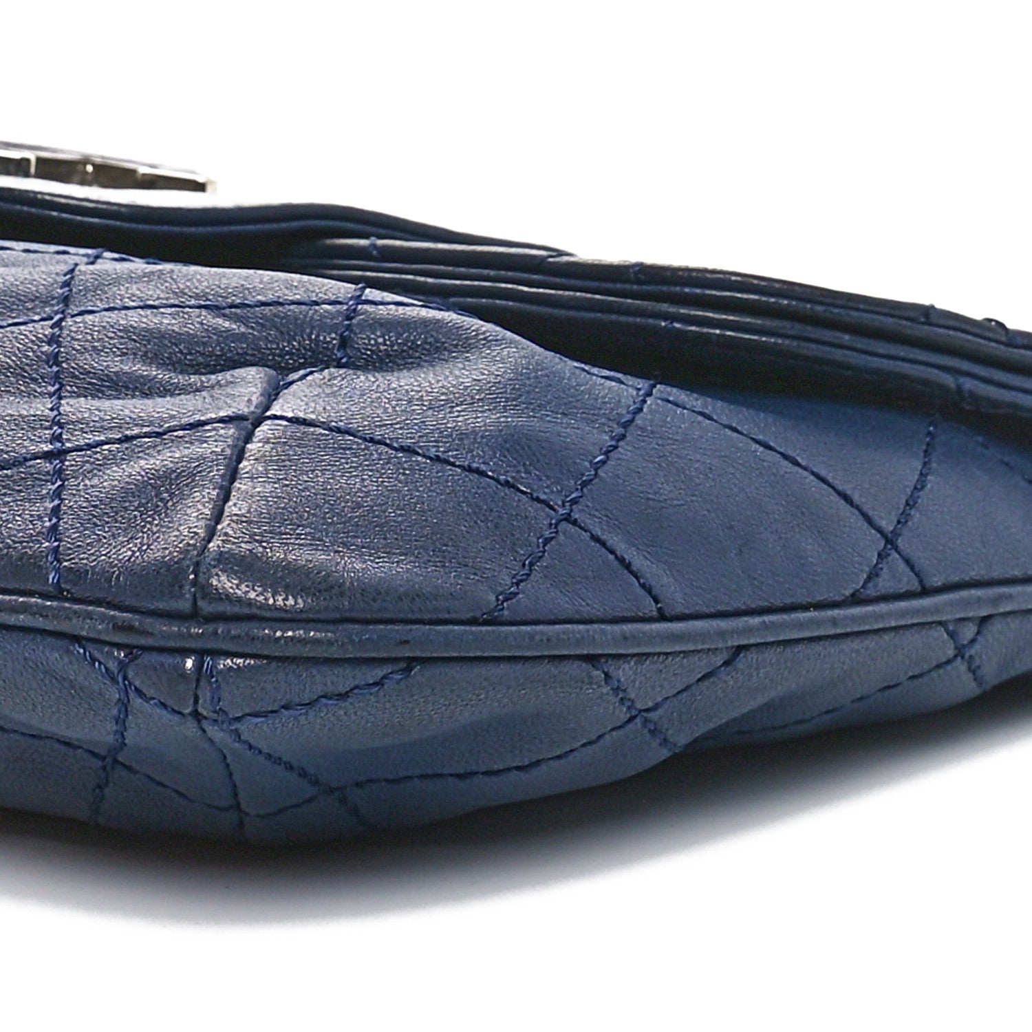 Chanel Lambskin Diamond Stitch Convertible Clutch Navy 11 of 11