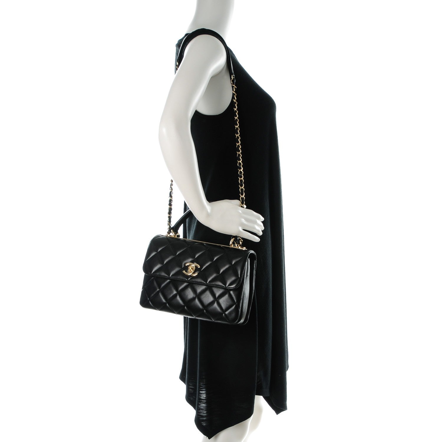 Chanel Lambskin Quilted Small Trendy CC Dual Handle Flap Bag Black 2 of 8