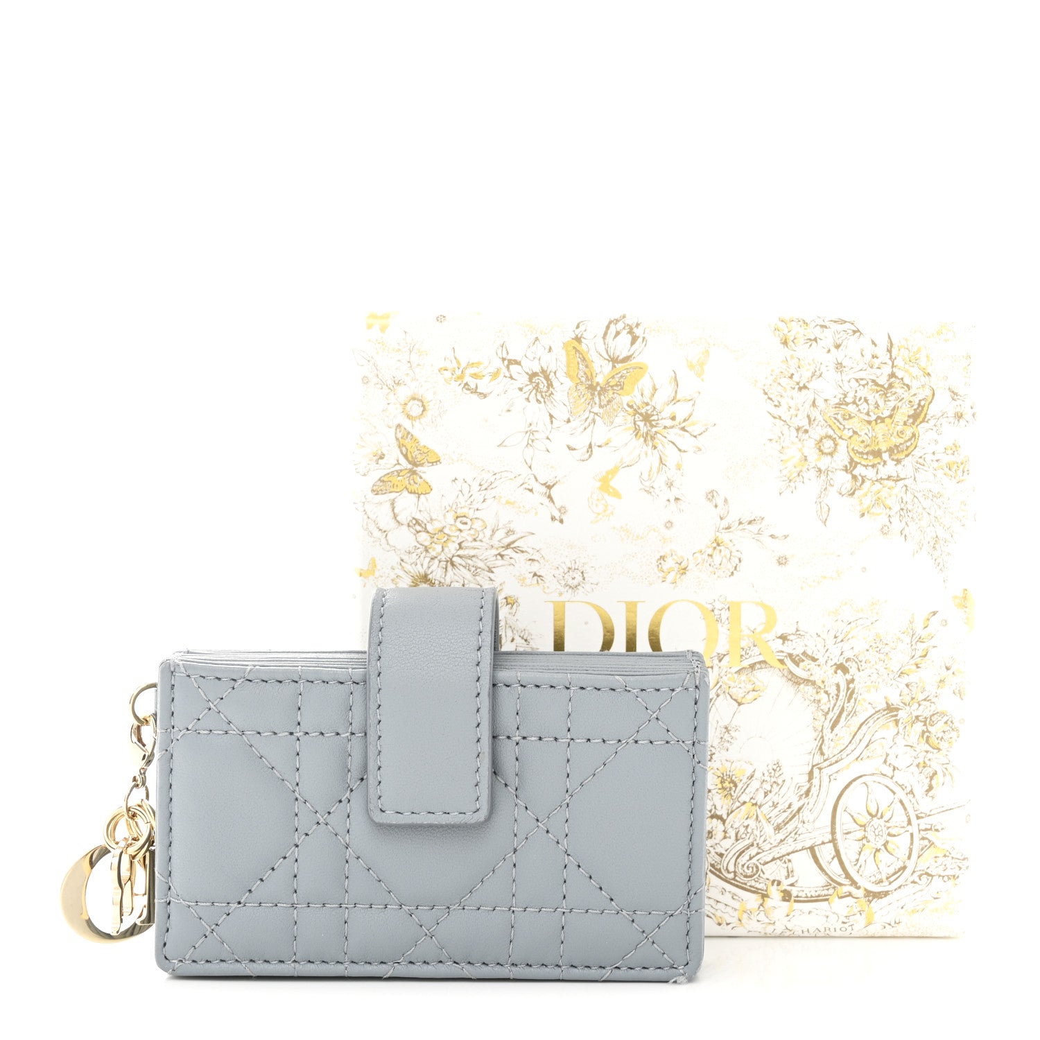 Christian Dior Lambskin Cannage Lady Dior 5-Gusset Card Holder Cloud Blue 8 of 8