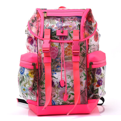Gucci PVC Floral Double Buckle Backpack Fuchsia 1 of 9