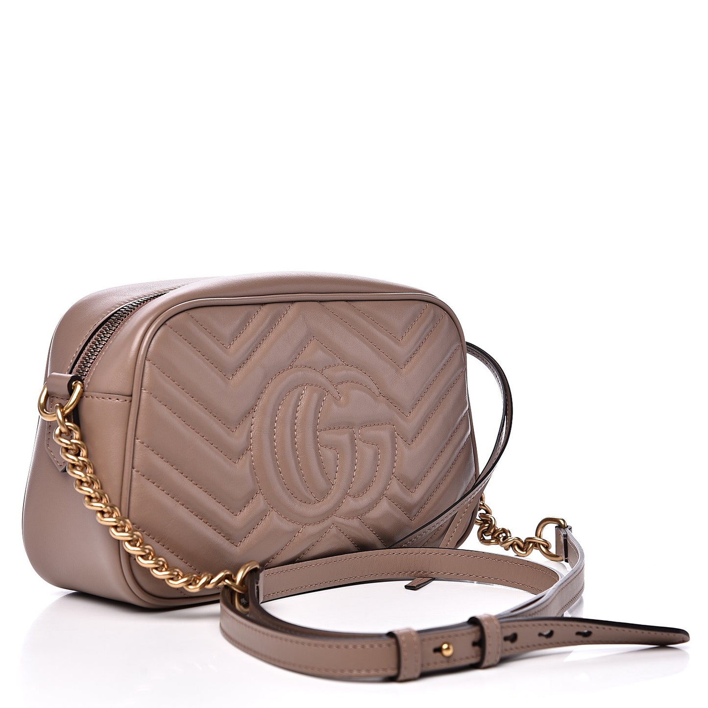 Calfskin Matelasse Small GG Marmont Chain Shoulder Bag Porcelain Rose