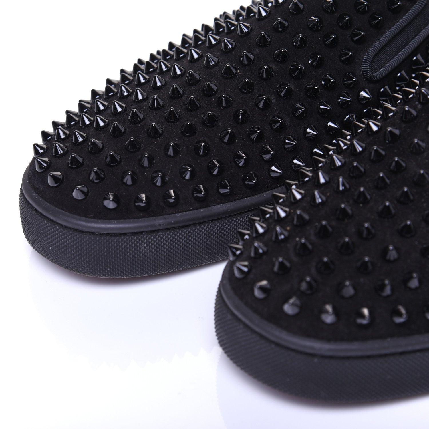 Christian Louboutin Velvet Spikes Mens Roller Boat Flats 44 Black 5 of 11