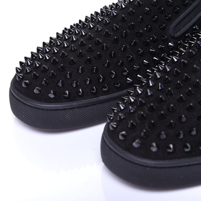 Christian Louboutin Velvet Spikes Mens Roller Boat Flats 44 Black 5 of 11