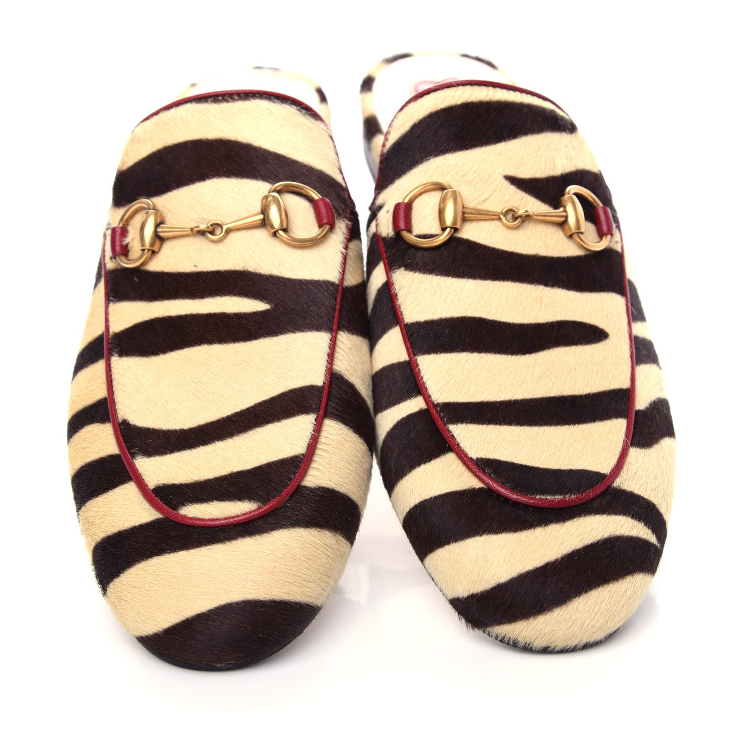 Gucci Calf Hair Tiger Print Womens Princetown Slippers 35.5 Natural Black Romantic Cherry 5 of 12