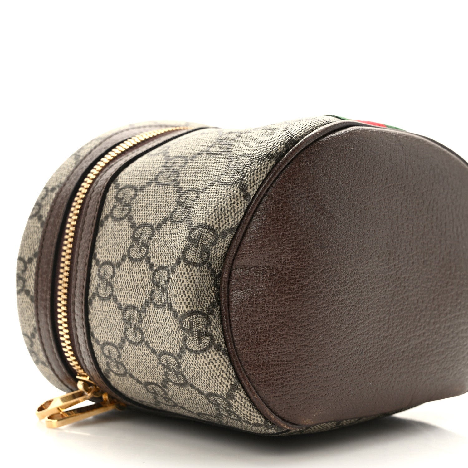Gucci GG Supreme Monogram Textured Calfskin Web Ophidia Vanity Cosmetic Case Beige Ebony New Acero 7 of 11
