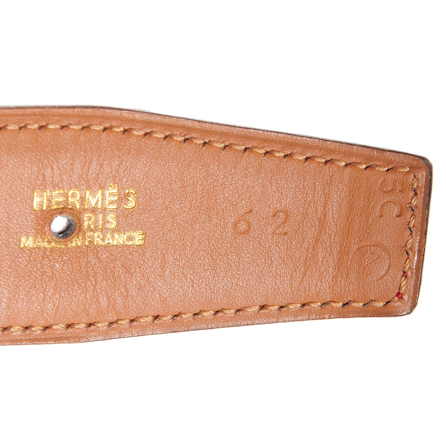 Ostrich Polished Constance 32mm H Belt 62 Rouge Vif