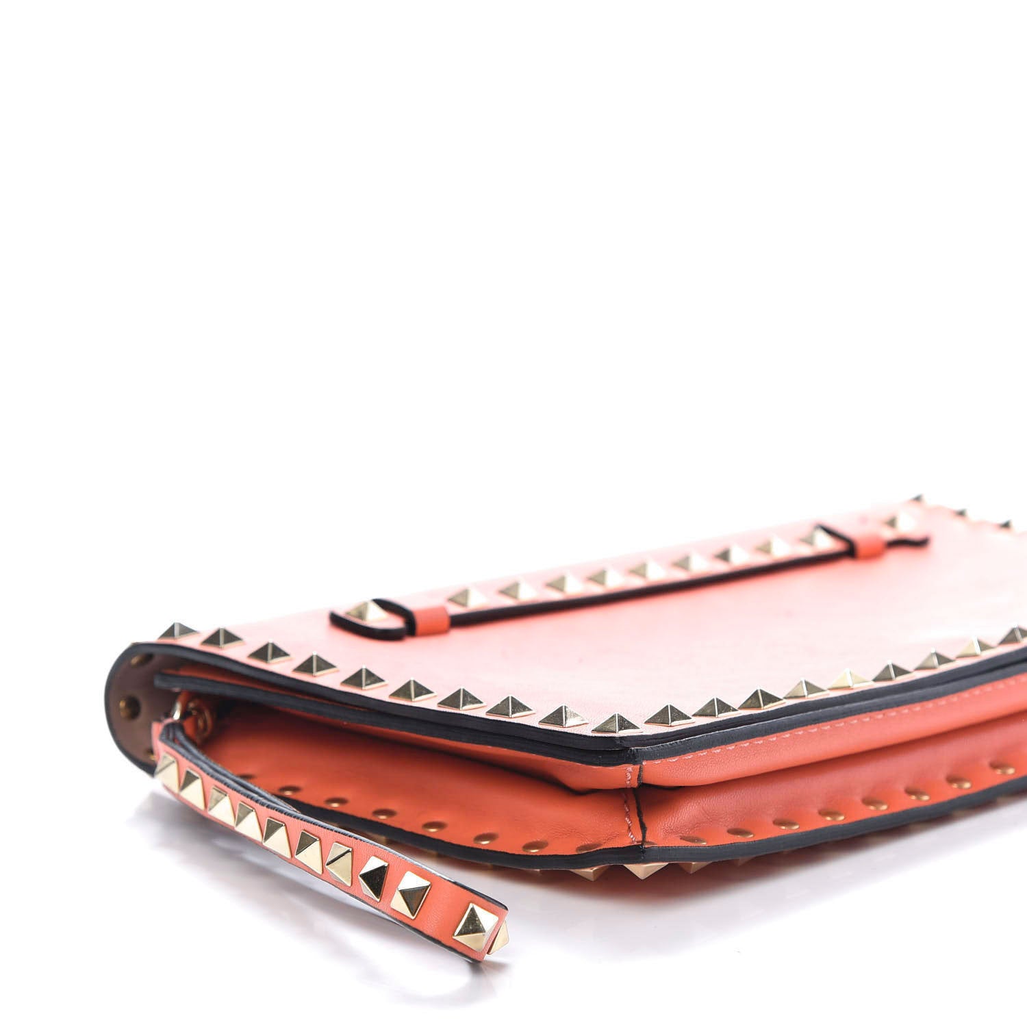 Valentino Garavani Nappa Rockstud Wristlet Clutch Coral 6 of 11