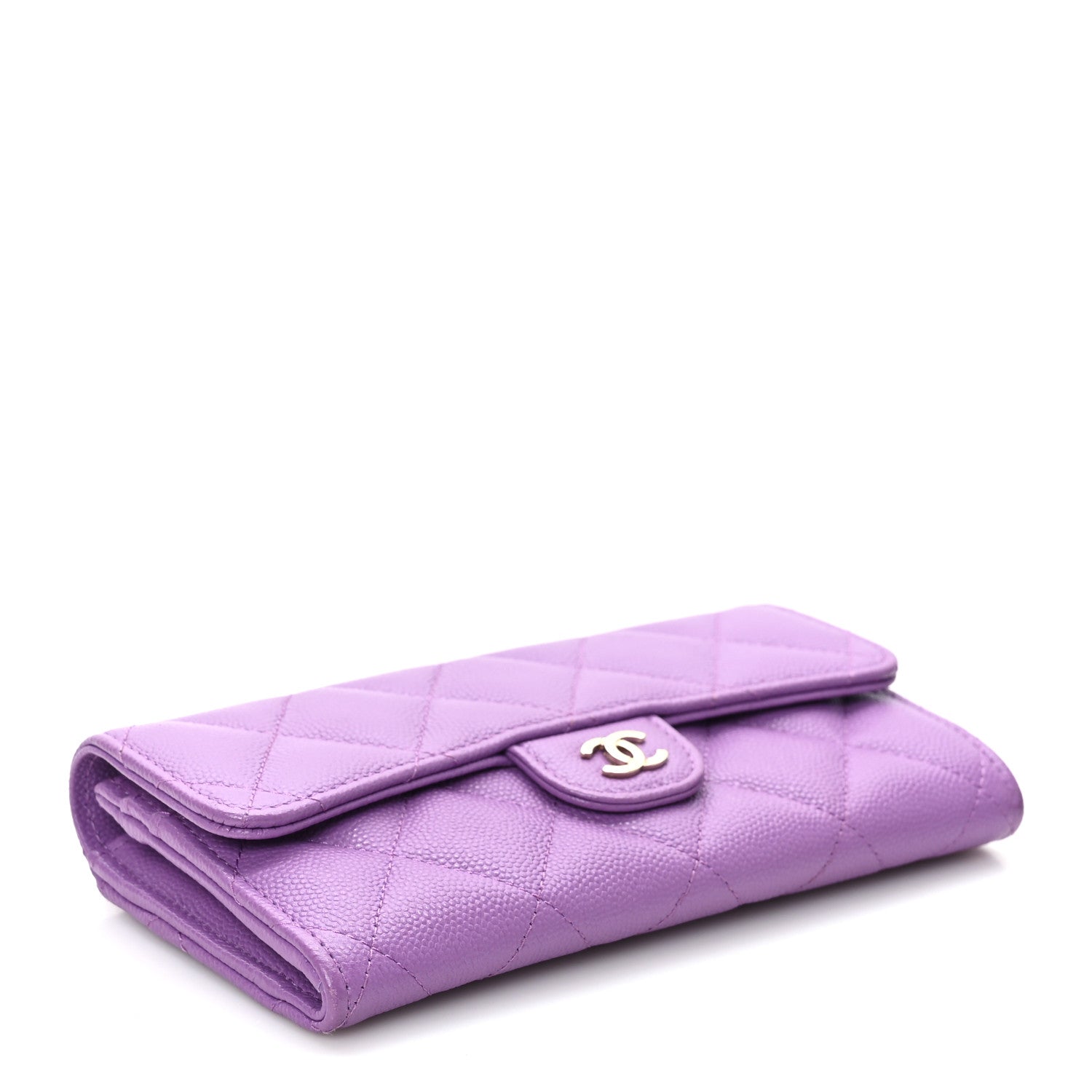 Chanel Caviar Quilted Medium Gusset Flap Wallet Purple 4 of 7