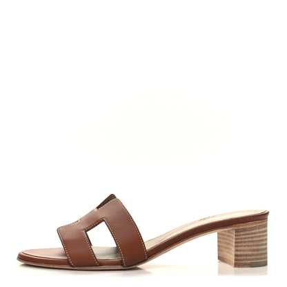 Hermes Calfskin Oasis Sandals 38 Gold 1 of 8
