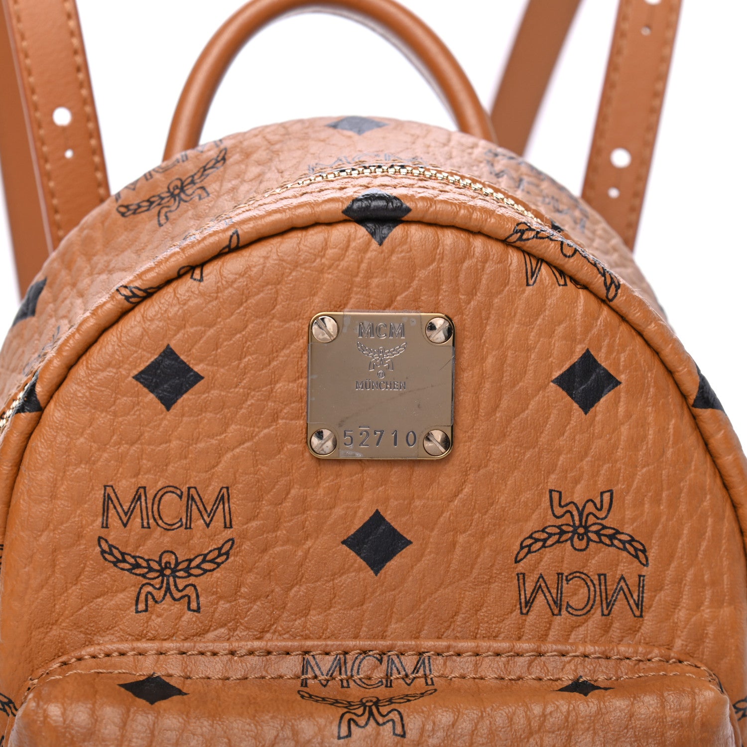MCM Visetos Side Stud X-Mini Stark Backpack Cognac 6 of 6
