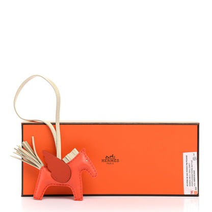Hermes Milo Lambskin Grigri Rodeo Pegase Horse Bag Charm PM Orange Poppy Craie Terre Battue 5 of 5