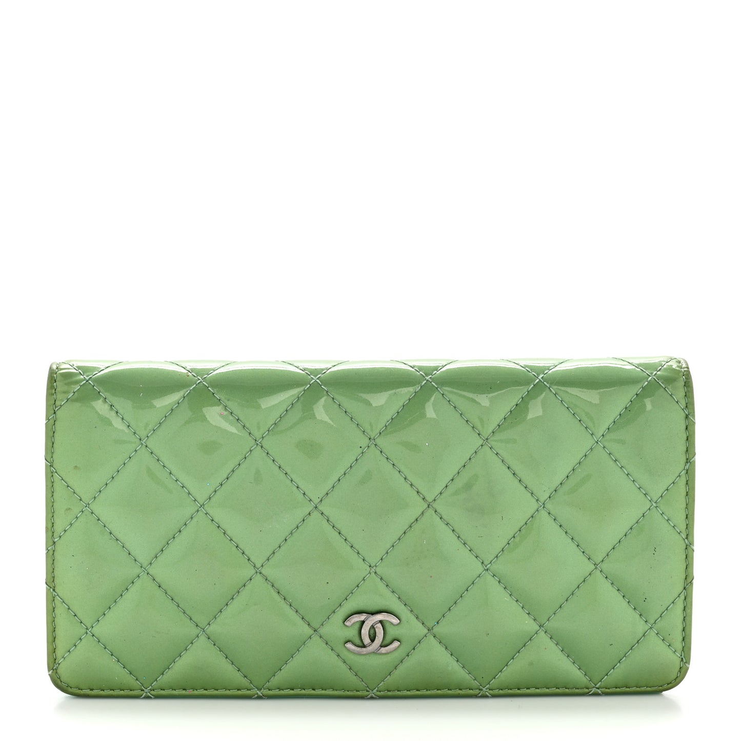 Patent Quilted Yen Wallet Turquoise