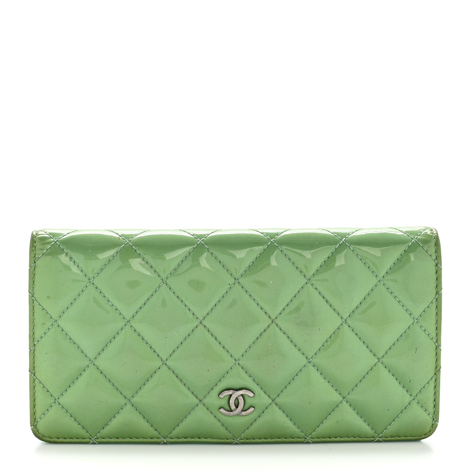 Chanel Patent Quilted Yen Wallet Turquoise 1 of 14