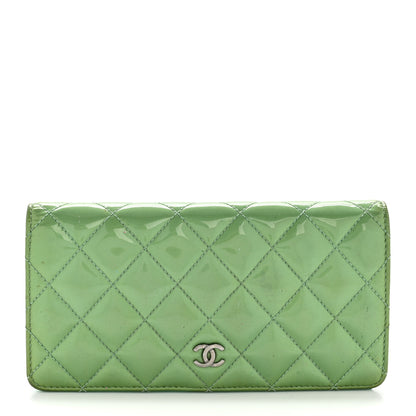 Chanel Patent Quilted Yen Wallet Turquoise 1 of 14