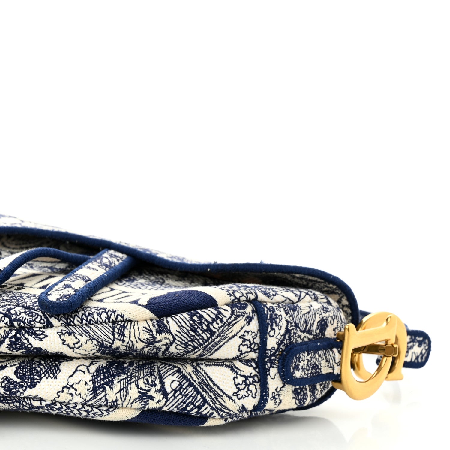 Christian Dior Canvas Embroidered Toile de Jouy Saddle Bag Blue 10 of 10