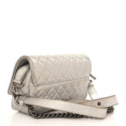 Chanel Metallic Grained Calfskin Quilted Small Casual Rock Flap Silver 3 of 19