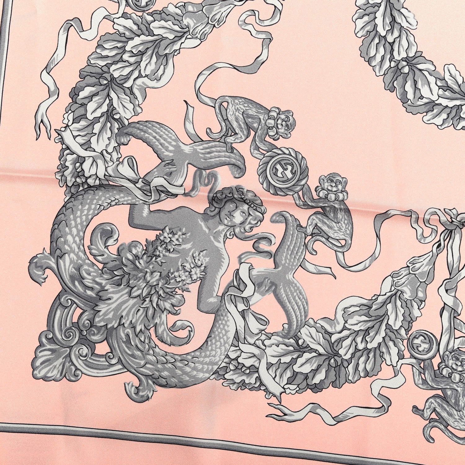 Gucci Silk Twill Lady Kingdom Square Scarf Rose Light Grey 2 of 4