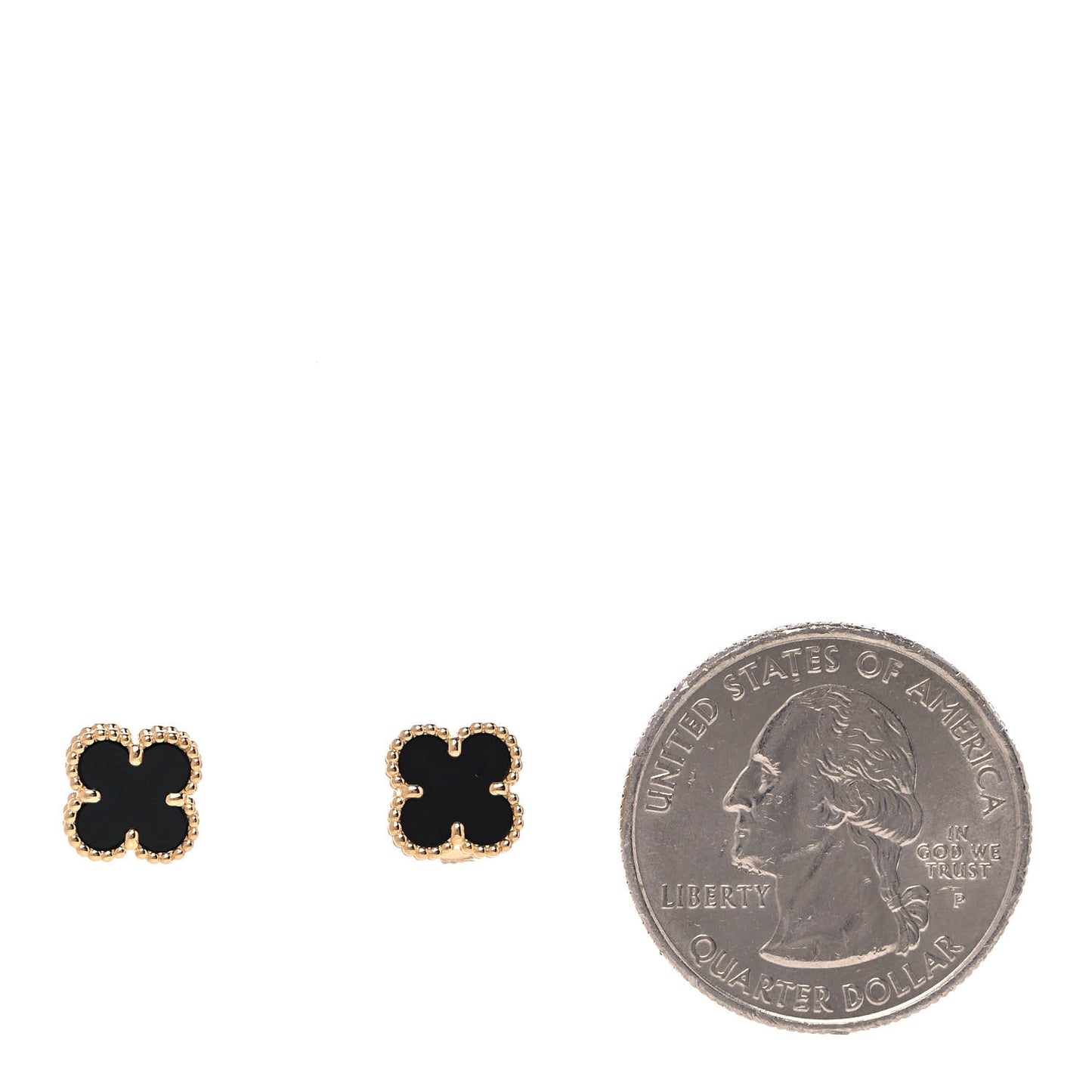 18K Yellow Gold Black Onyx Sweet Alhambra Earrings