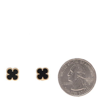Van Cleef & Arpels 18K Yellow Gold Black Onyx Sweet Alhambra Earrings 2 of 7